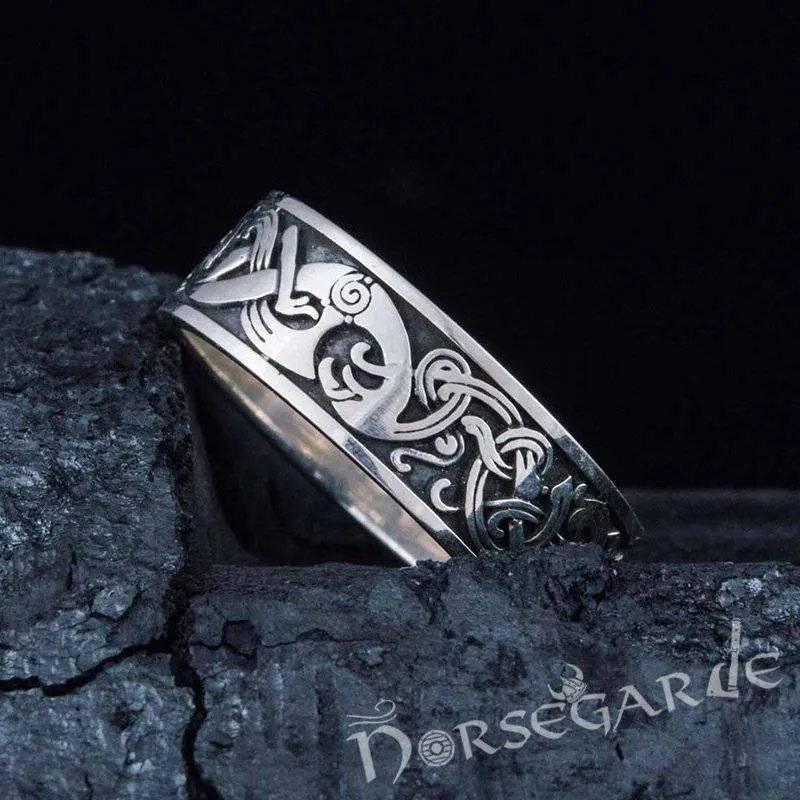 Handcrafted Late Urnes Ornamental Band - Sterling Silver