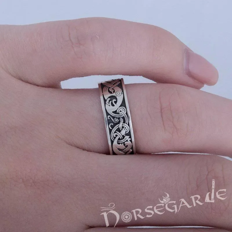 Handcrafted Late Urnes Ornamental Band - Sterling Silver