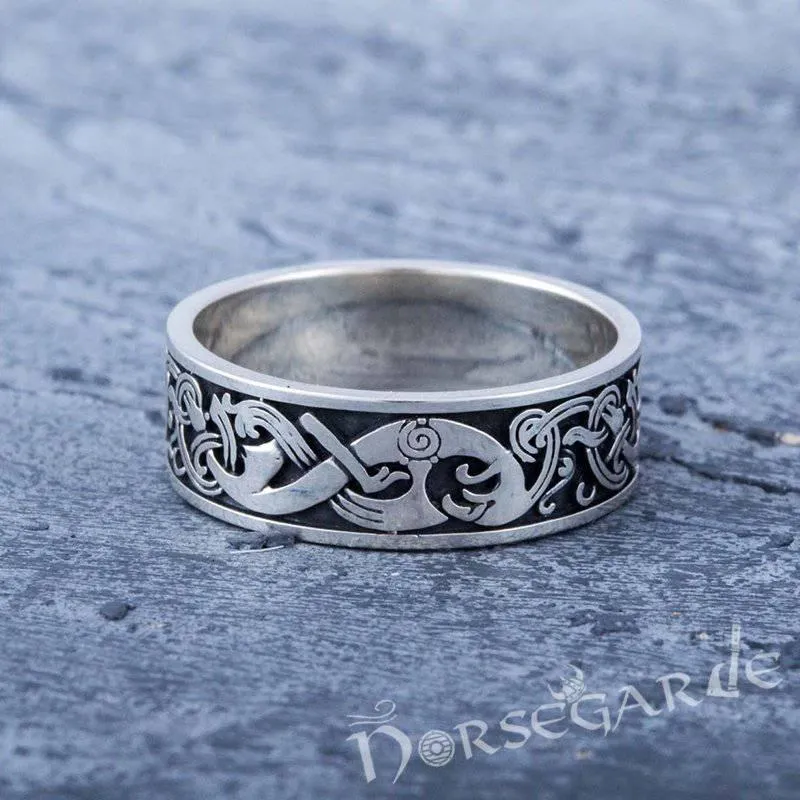 Handcrafted Late Urnes Ornamental Band - Sterling Silver