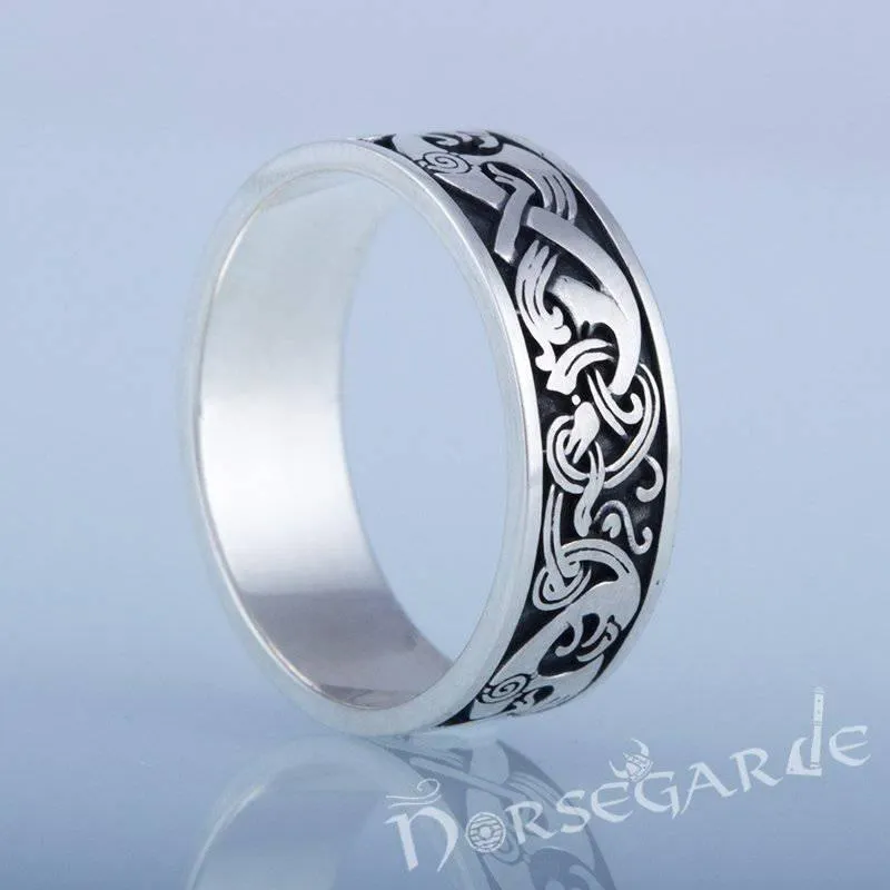 Handcrafted Late Urnes Ornamental Band - Sterling Silver