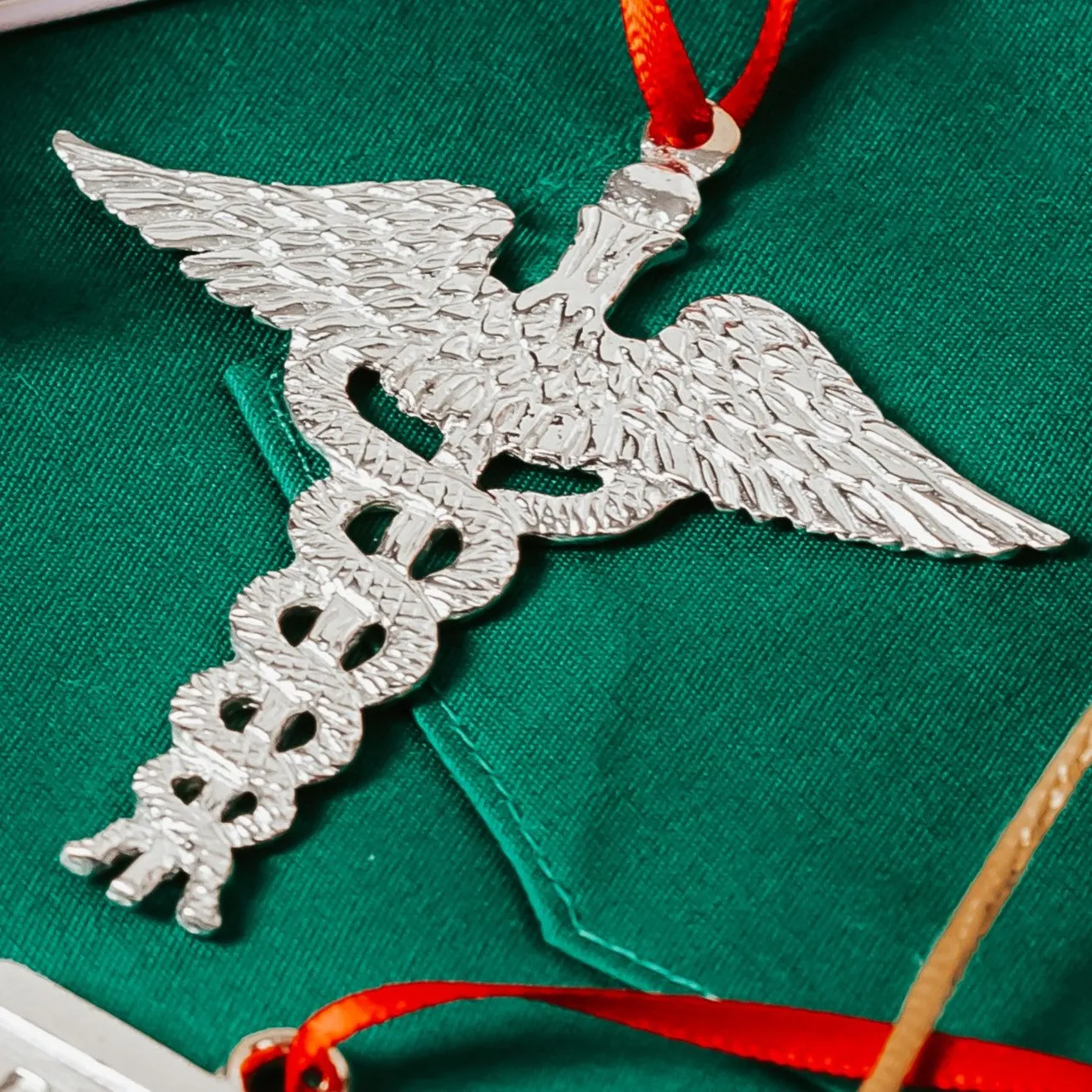 Healthcare Ornaments - Vintage Nurse - Caduceus Symbol - EMS Badge - RN - Medical Worker Gifts