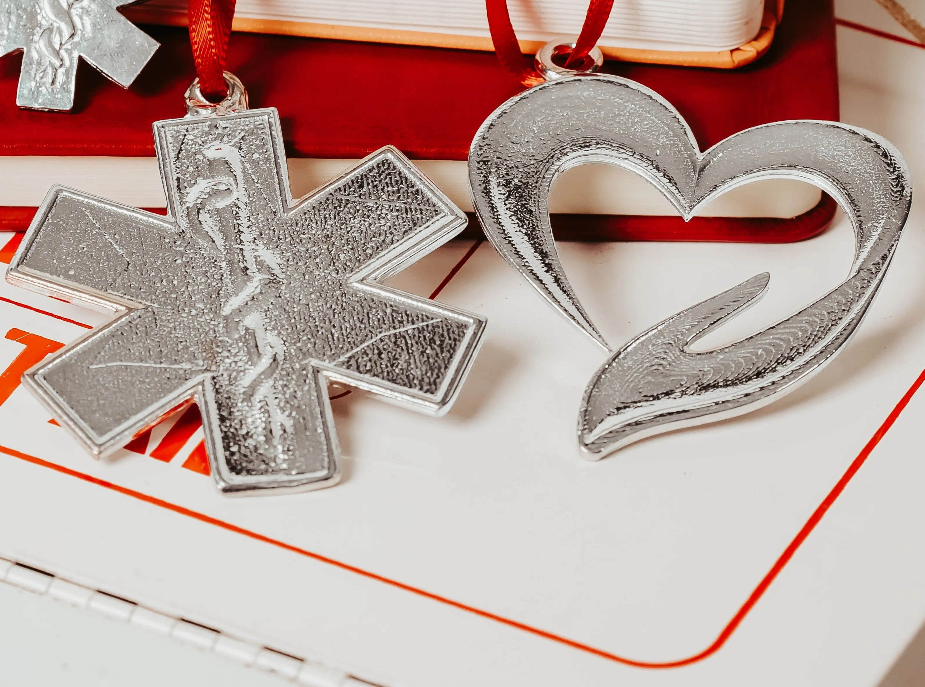 Healthcare Ornaments - Vintage Nurse - Caduceus Symbol - EMS Badge - RN - Medical Worker Gifts