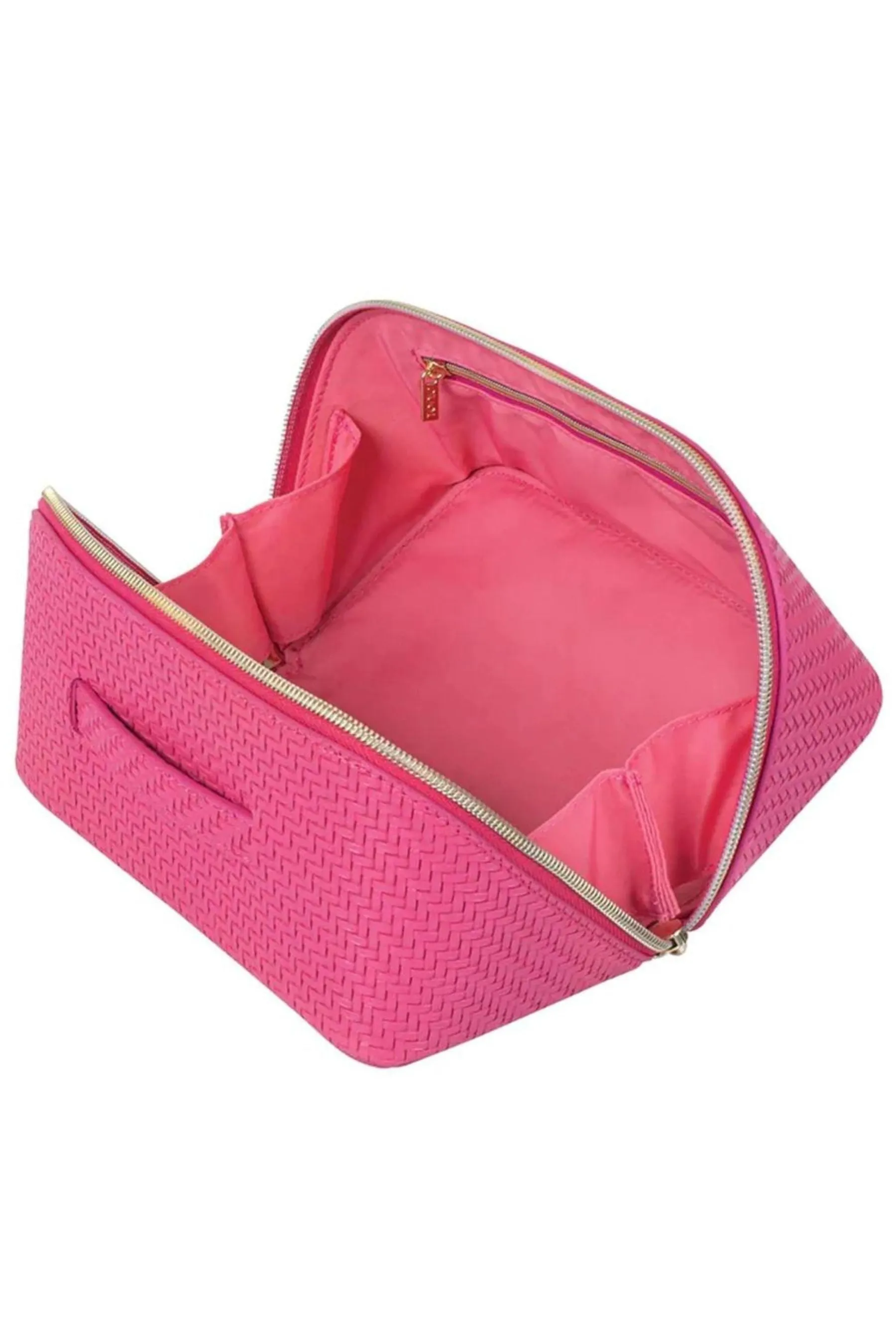 Herringbone Beauty Bag Large | Raspberry