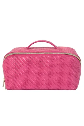 Herringbone Beauty Bag Large | Raspberry