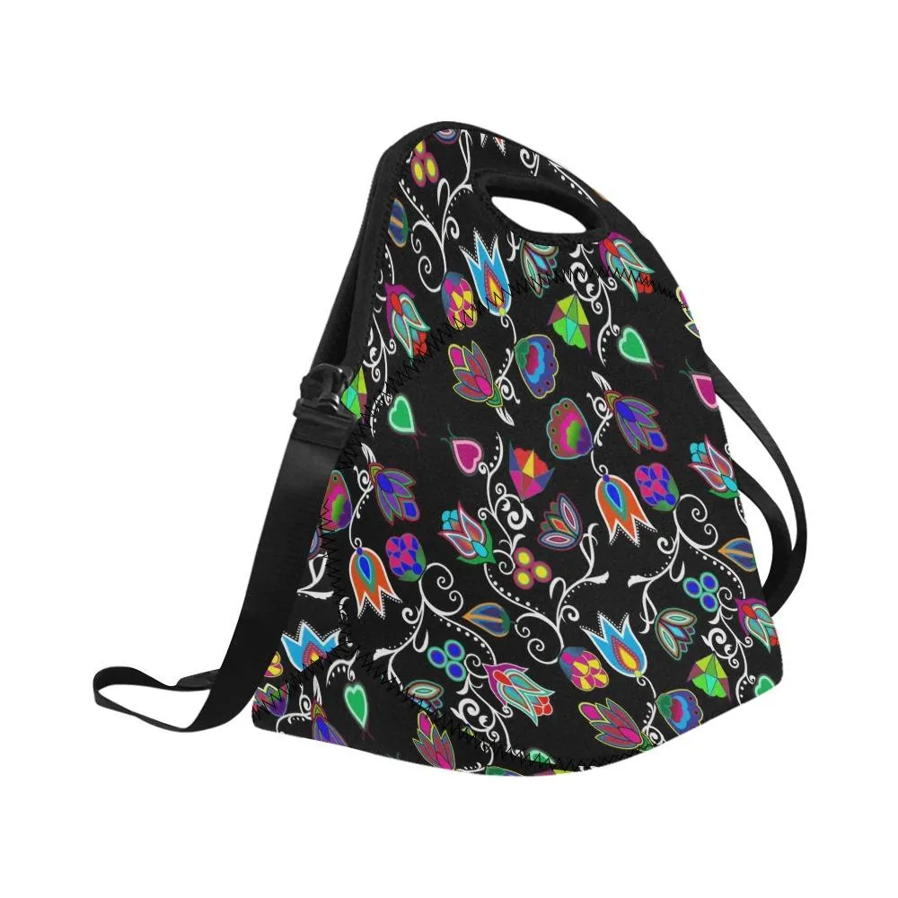 Indigenous Paisley Black Neoprene Lunch Bag/Large