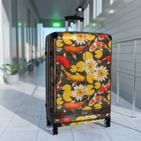 Japanese Koi Fish Suitcase Carry-on Suitcase Fish and Floral Luggage Hard Shell Suitcase | D20017