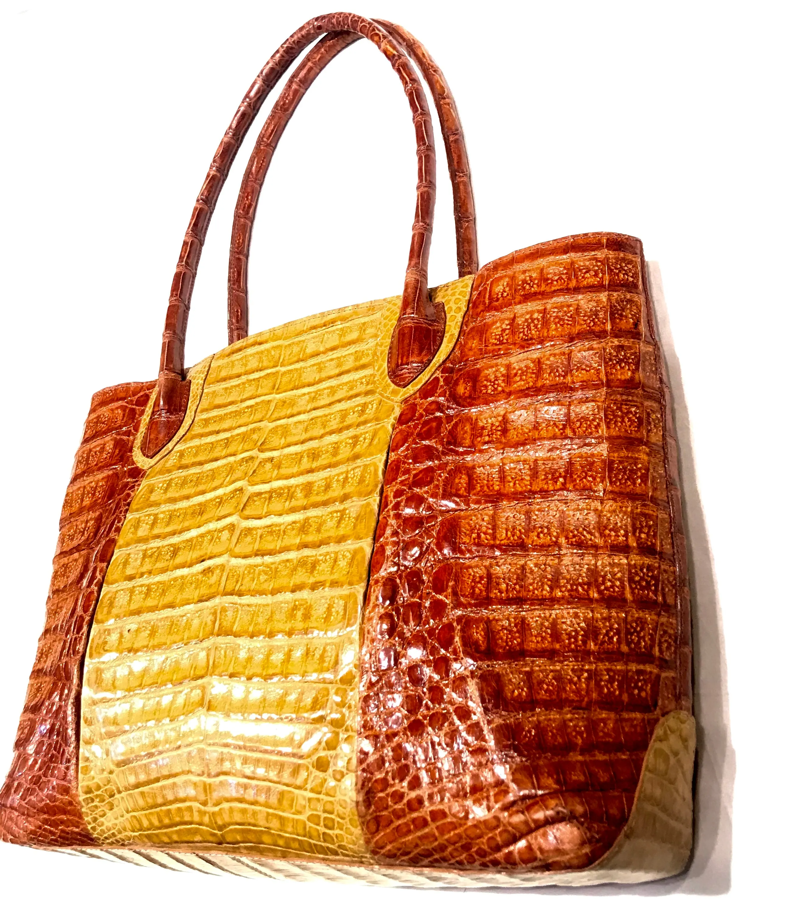 Kashani Two Tone All Over Alligator Handbag