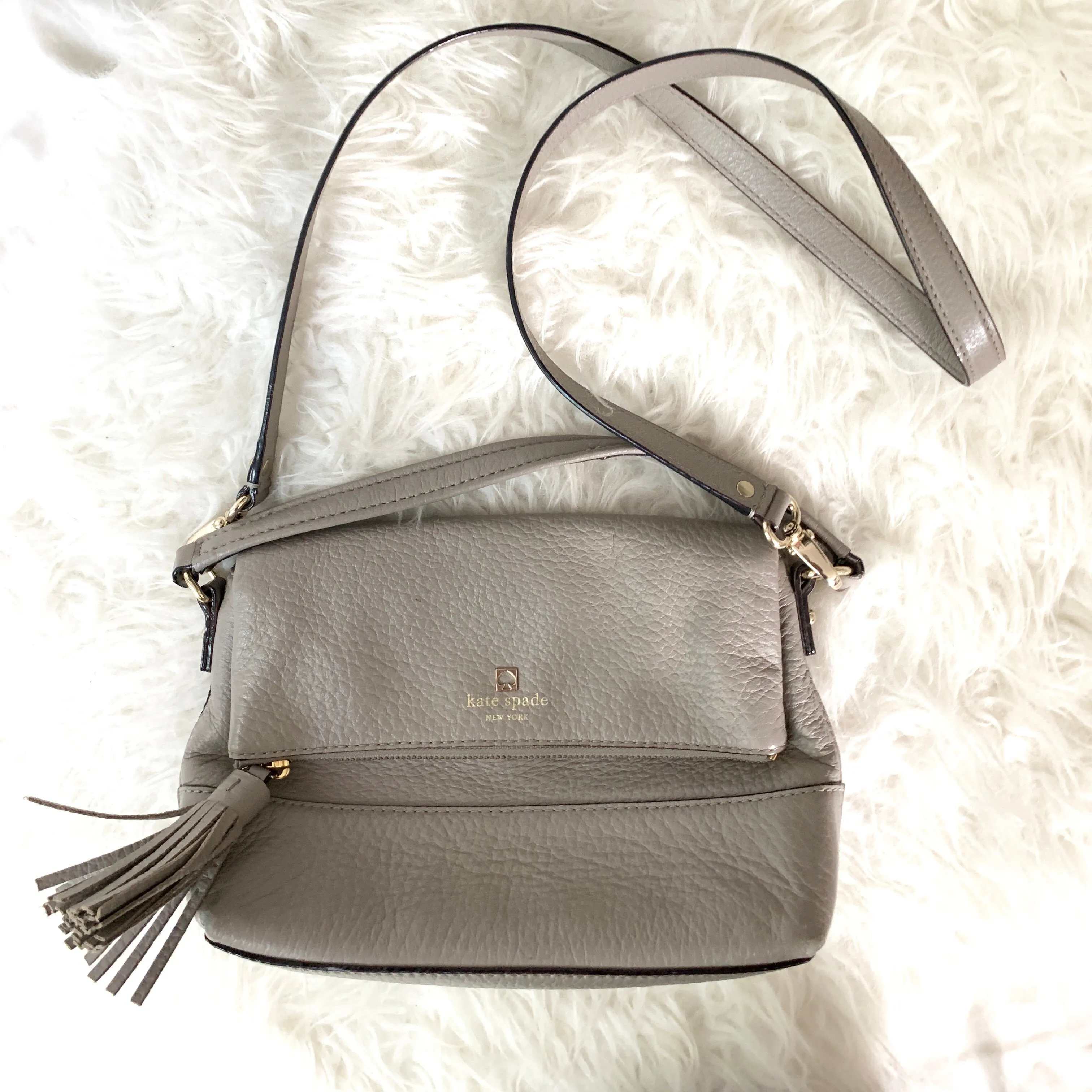 Kate Spade Grey Pebbled Mini Leather Crossbody