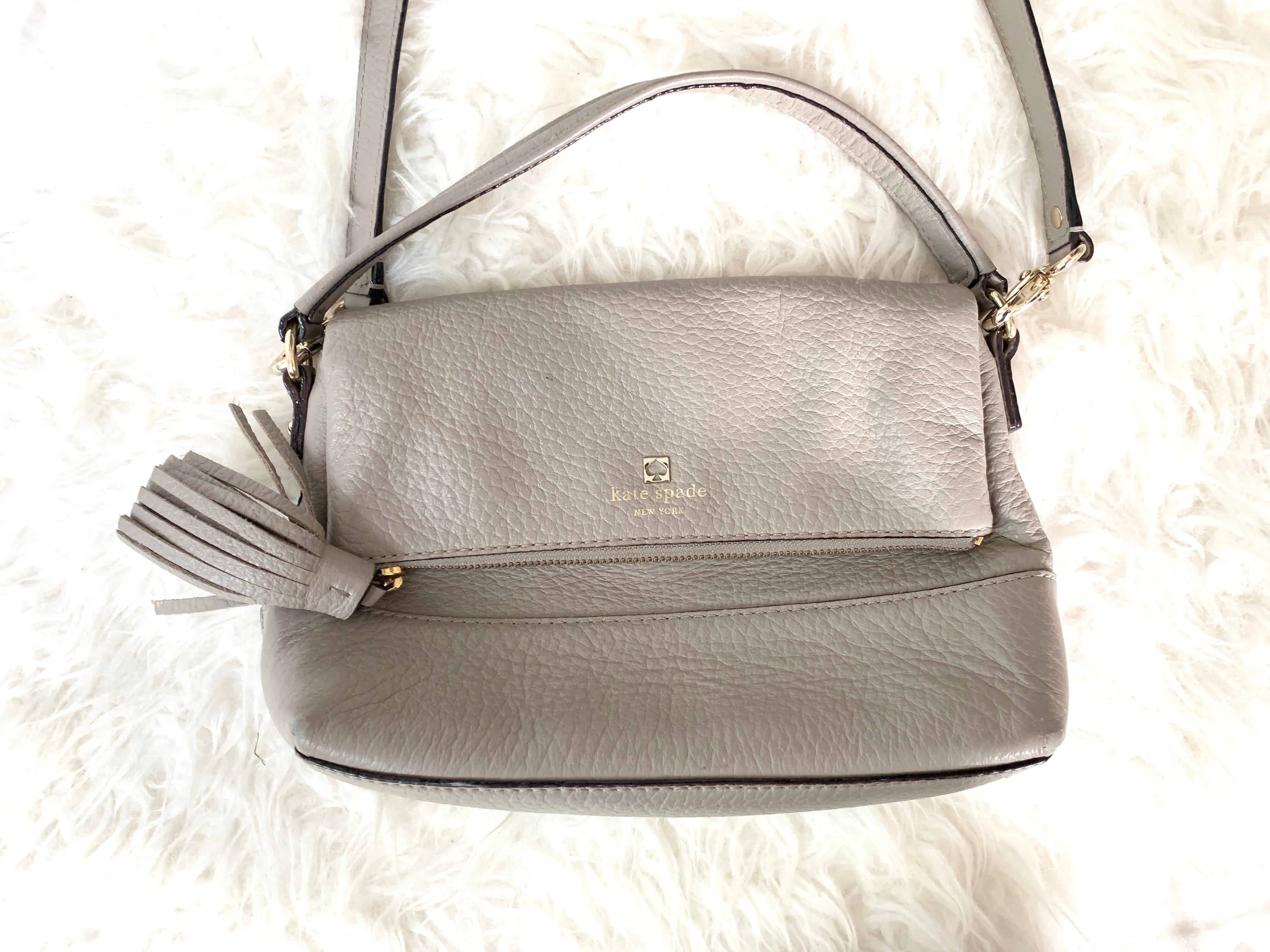 Kate Spade Grey Pebbled Mini Leather Crossbody