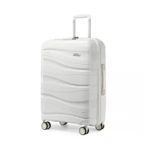 Kono 24 Inch Lightweight Polypropylene Hard Shell Suitcase with TSA Lock - Cream White - Ideal for Travel