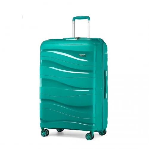 Kono 24 Inch Lightweight Polypropylene Hard Shell Suitcase with TSA Lock - Teal | Durable Travel Luggage