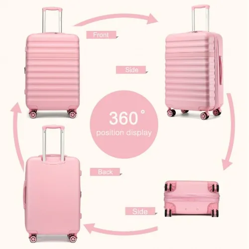 Kono 28 Inch Expandable Lightweight Hard Shell Check-In Suitcase with TSA Lock - Pink | Durable Travel Luggage