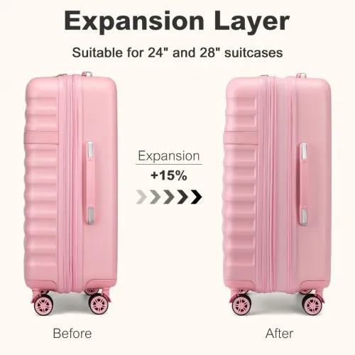 Kono 28 Inch Expandable Lightweight Hard Shell Check-In Suitcase with TSA Lock - Pink | Durable Travel Luggage