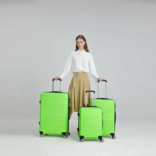 Kono ABS 24 Inch Sculpted Horizontal Design Suitcase - Green | Durable, Lightweight, TSA Lock, 360° Wheels