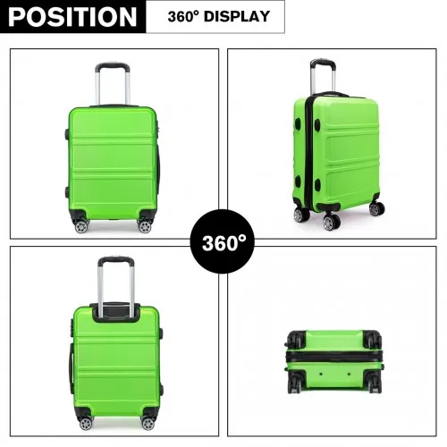 Kono ABS 24 Inch Sculpted Horizontal Design Suitcase - Green | Durable, Lightweight, TSA Lock, 360° Wheels