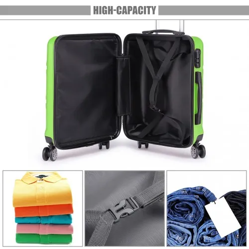 Kono ABS 24 Inch Sculpted Horizontal Design Suitcase - Green | Durable, Lightweight, TSA Lock, 360° Wheels