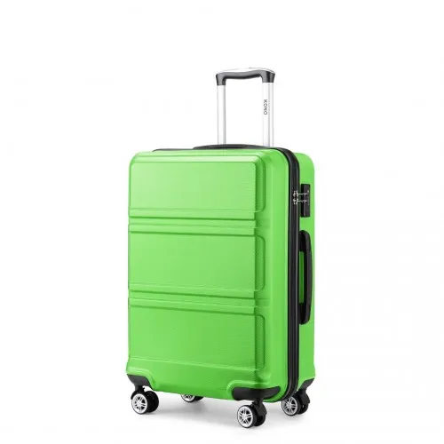 Kono ABS 24 Inch Sculpted Horizontal Design Suitcase - Green | Durable, Lightweight, TSA Lock, 360° Wheels