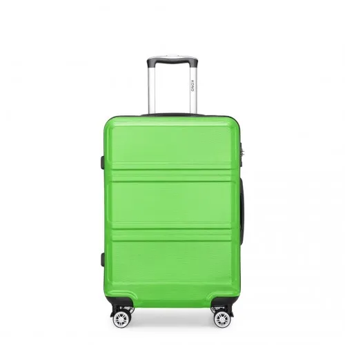 Kono ABS 24 Inch Sculpted Horizontal Design Suitcase - Green | Durable, Lightweight, TSA Lock, 360° Wheels