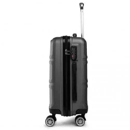 Kono ABS Sculpted Horizontal Design 3 Piece Suitcase Set - Grey | Durable & Stylish Luggage