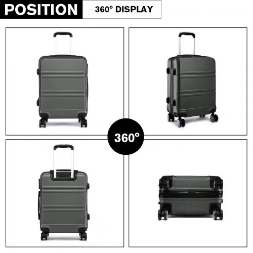 Kono ABS Sculpted Horizontal Design 3 Piece Suitcase Set - Grey | Durable & Stylish Luggage