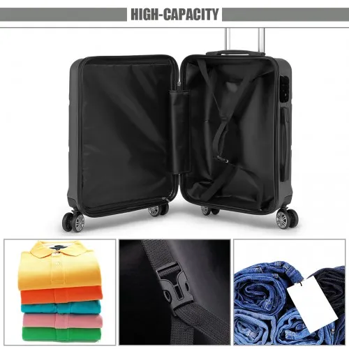 Kono ABS Sculpted Horizontal Design 3 Piece Suitcase Set - Grey | Durable & Stylish Luggage