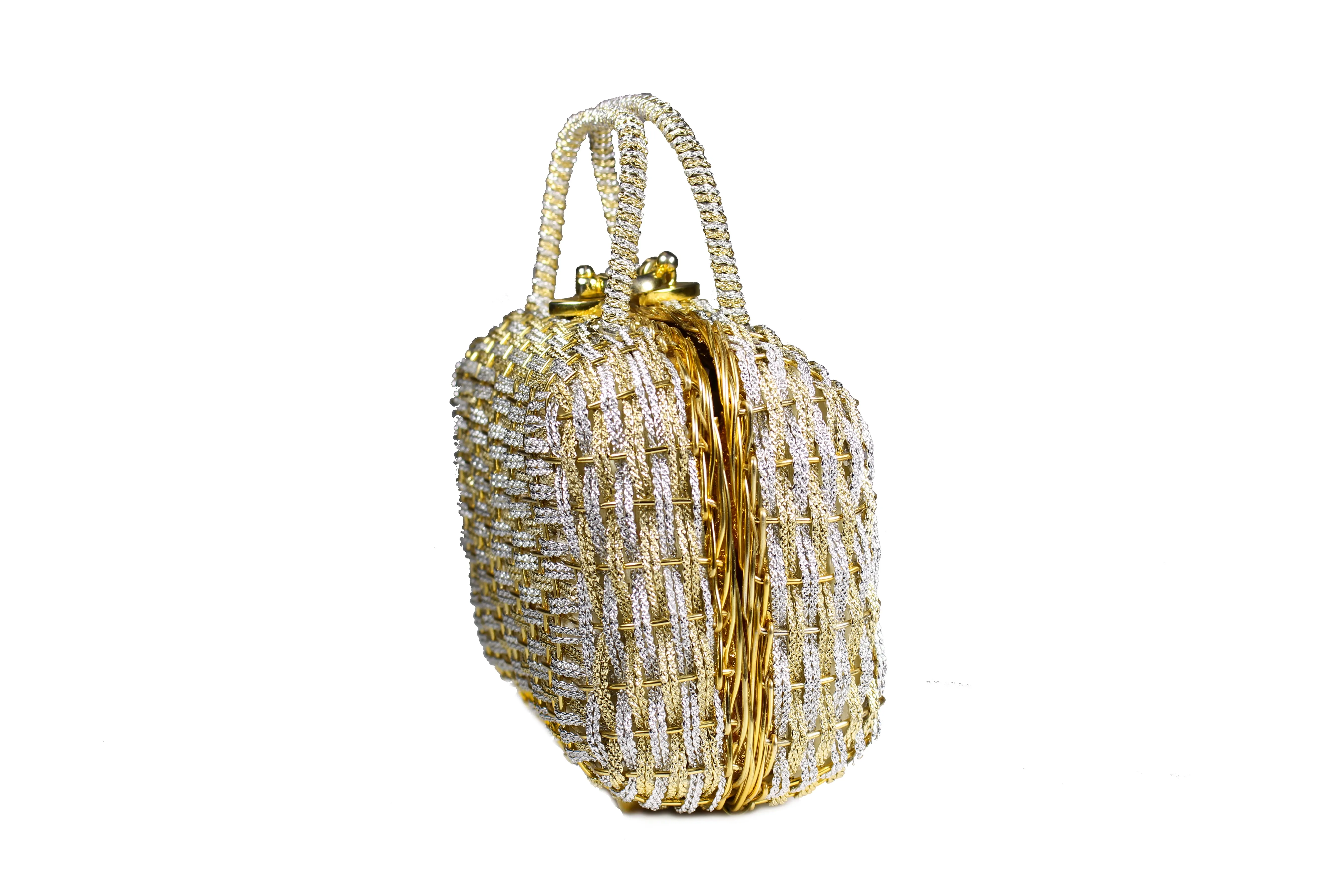 KORET woven golden and silver metal handbag