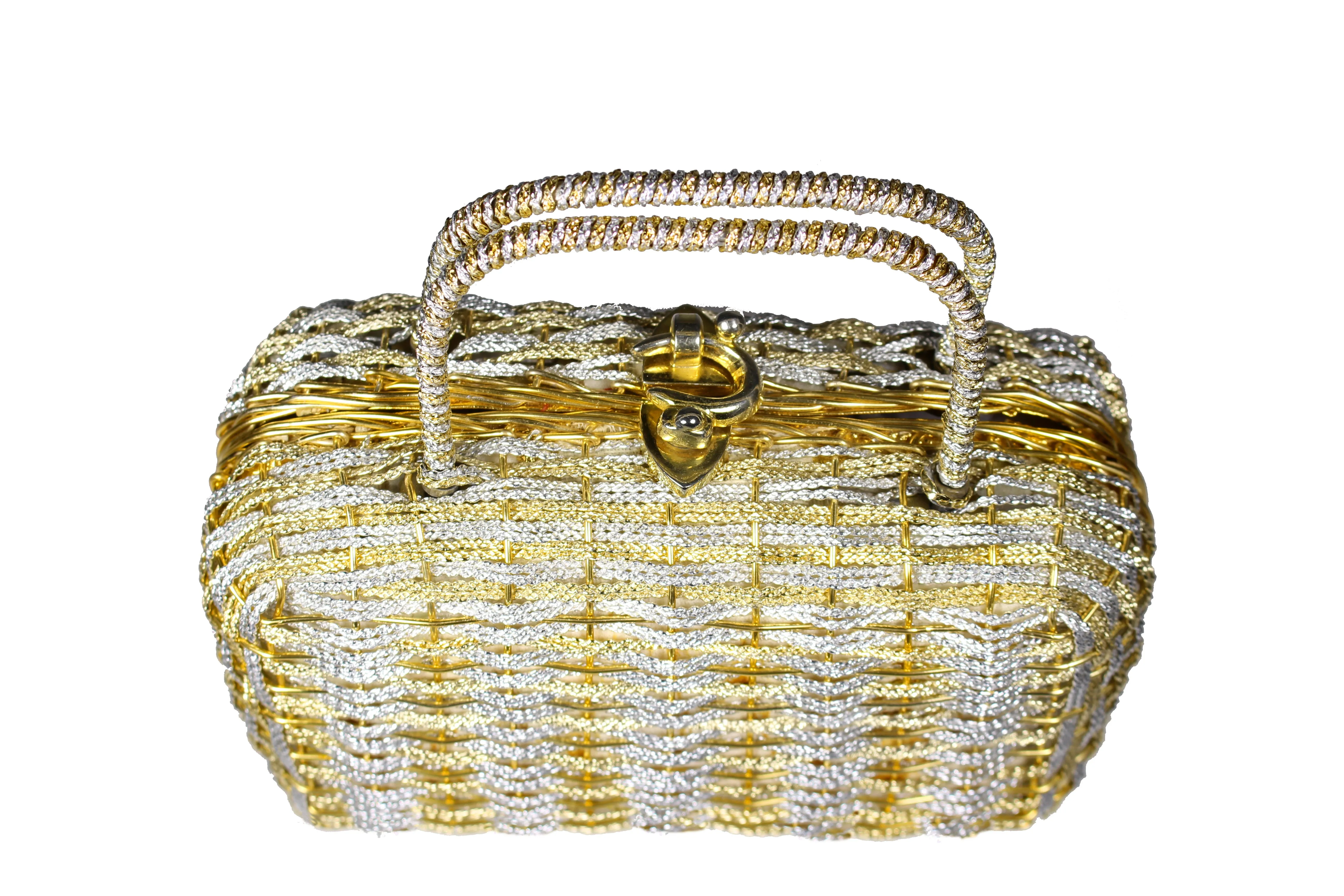 KORET woven golden and silver metal handbag