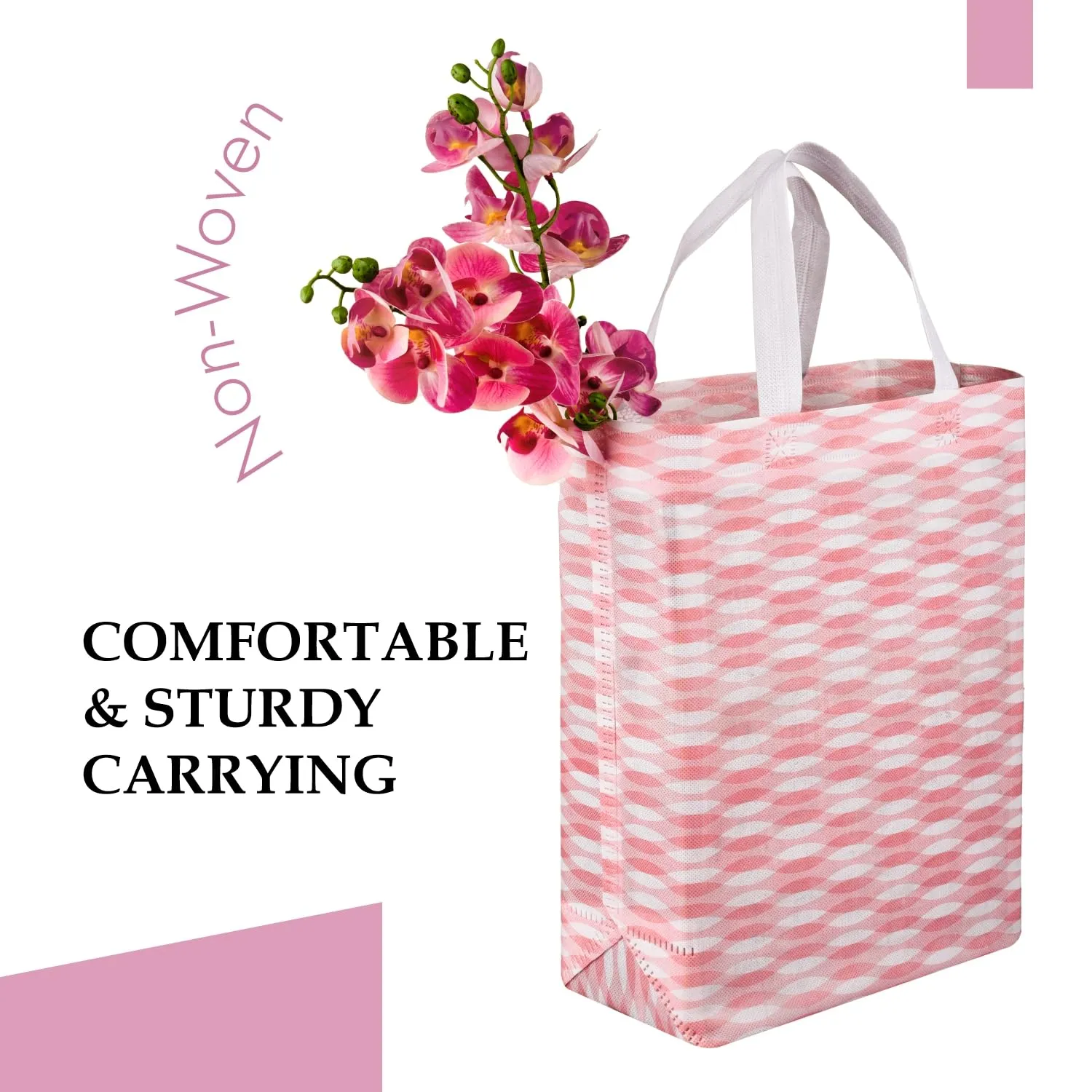 Kuber Industries Shopping Handbag | Grocery Handbag | Shopping Bag | Grocery Shopping Bag | Reusable Shopping Bags | Vegetable Bag | Zig-Zag Carry Bag | Pack of 6 | Pink