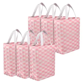 Kuber Industries Shopping Handbag | Grocery Handbag | Shopping Bag | Grocery Shopping Bag | Reusable Shopping Bags | Vegetable Bag | Zig-Zag Carry Bag | Pack of 6 | Pink