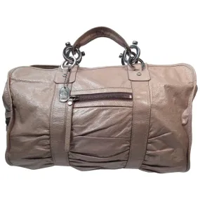 LANVIN Patent Taupe Carry All Handbag with Silver Hardware