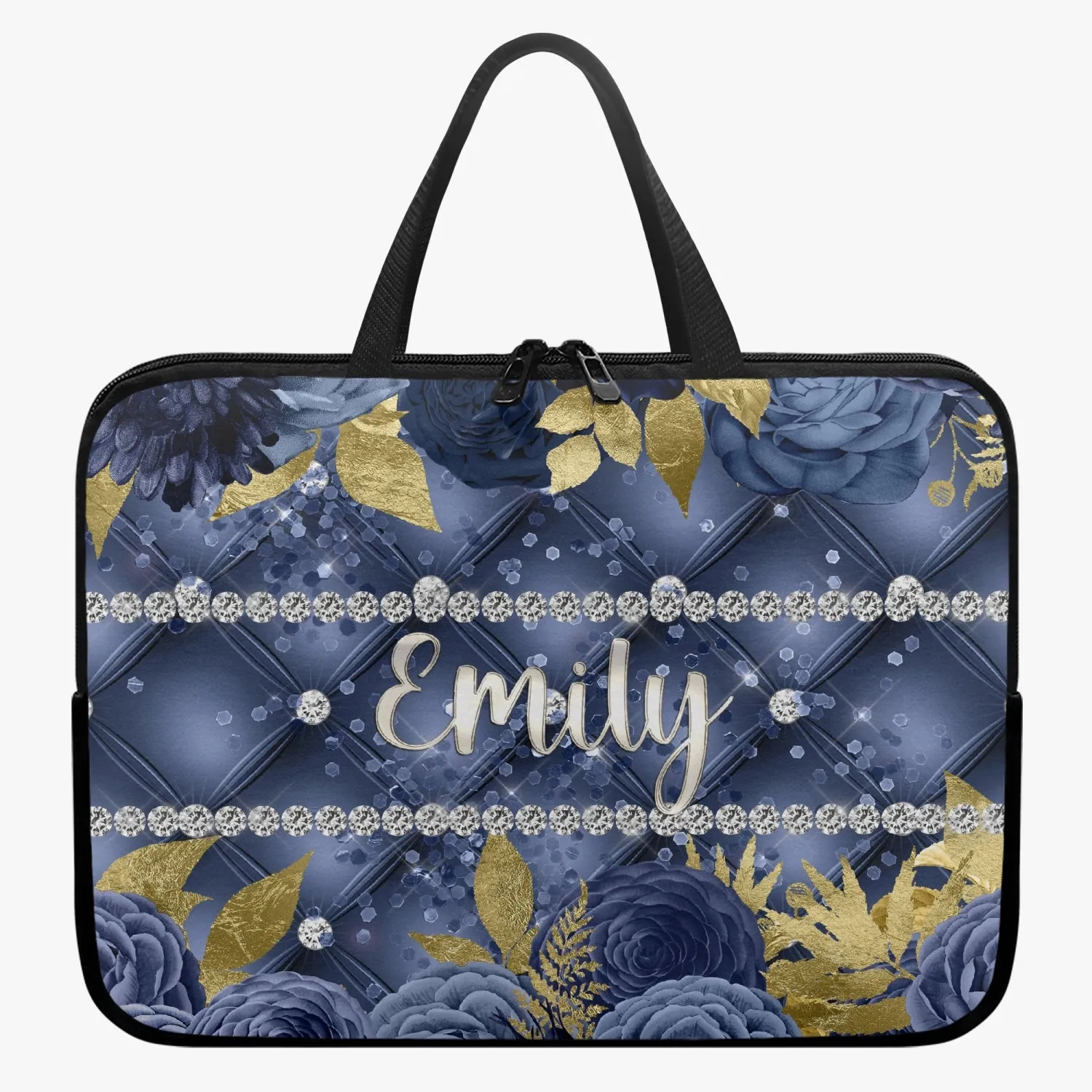 Laptop Sleeve with handles - Navy Floral - Personalised