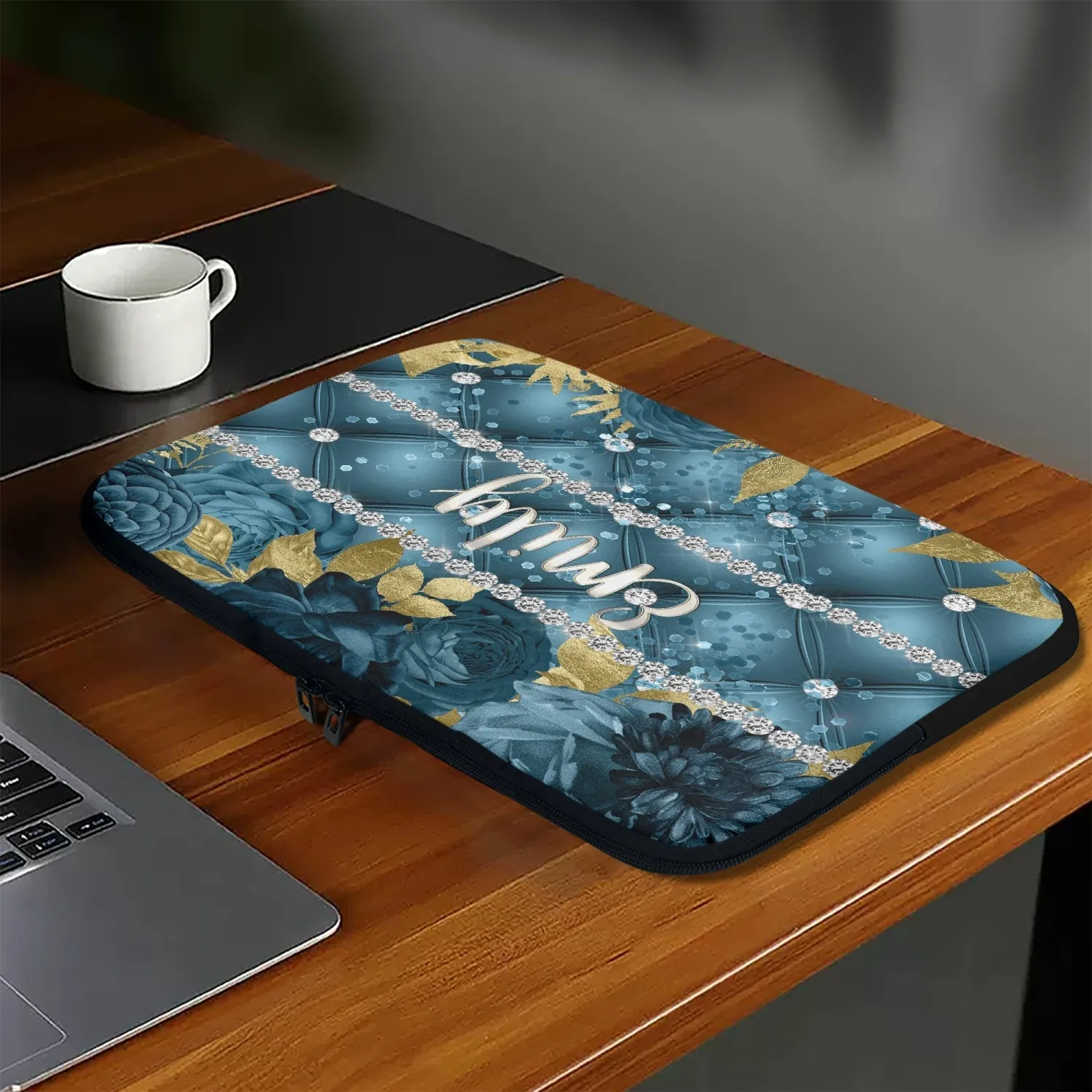 Laptop Sleeve - without handles - Teal Floral - Personalised