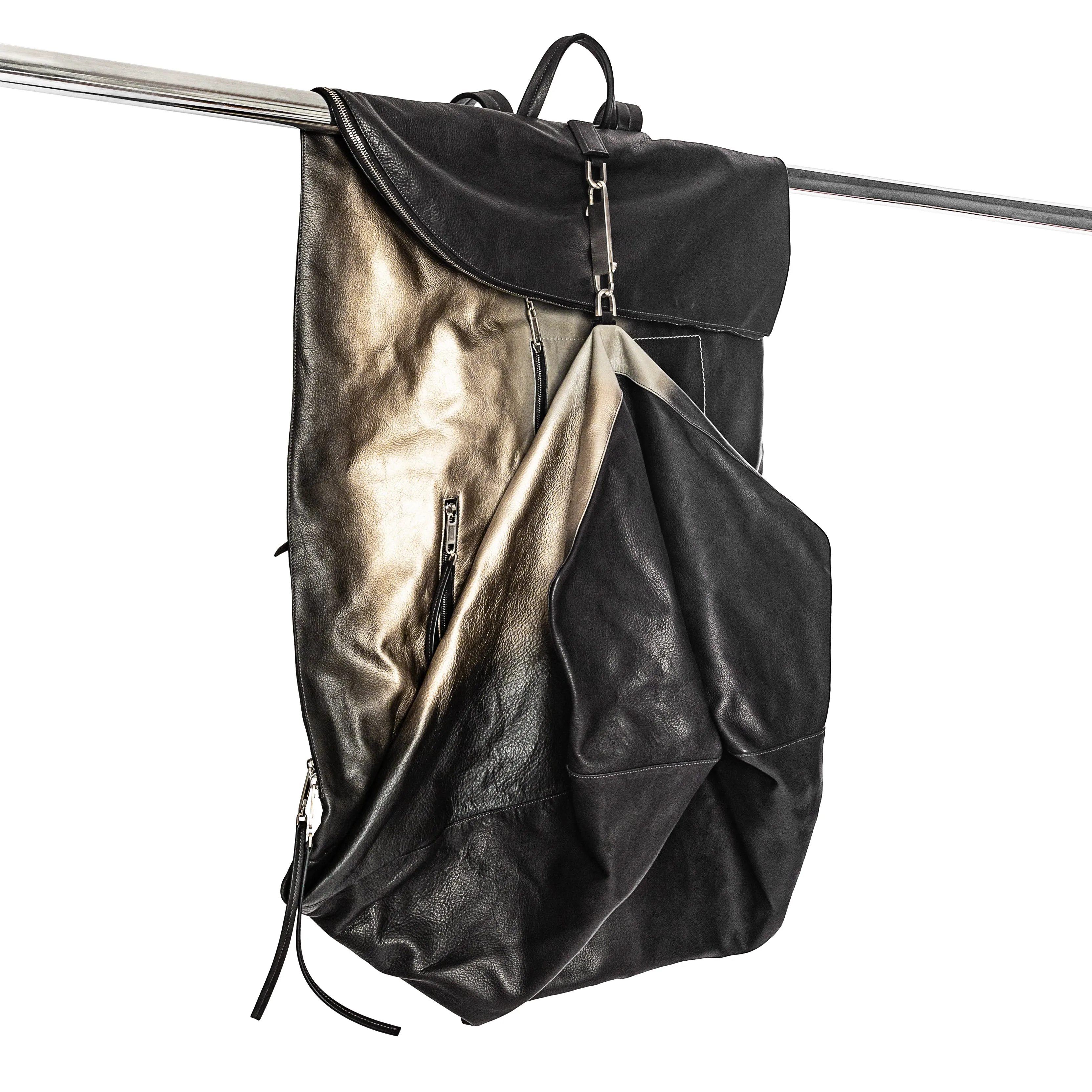 Larry Degrade Metallic Gradient and Black Leather Mega Duffle