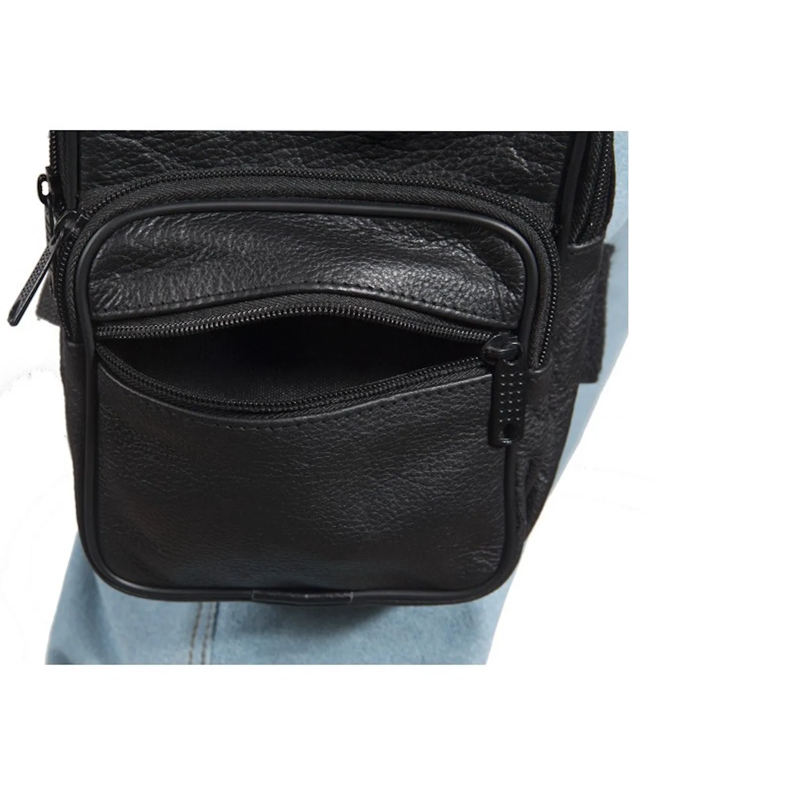 Leather Thigh Bag Fanny Pack With Gun Pocket 6" x 2.5" x 8.25"