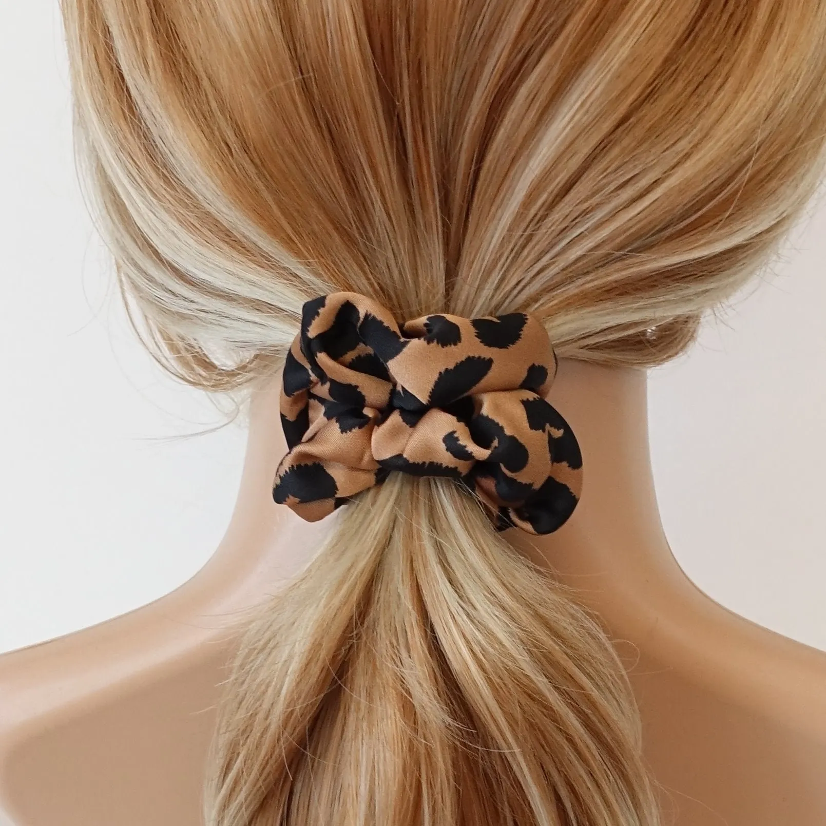 leopard print scrunchies set satin hair elastic woman hair accessories