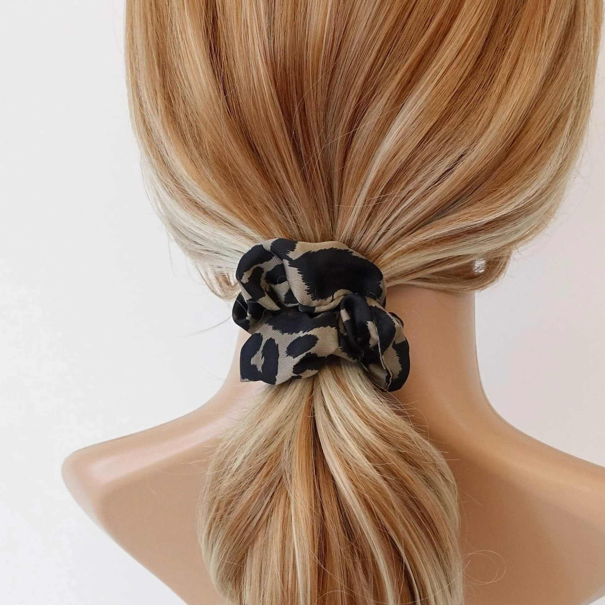 leopard print scrunchies set satin hair elastic woman hair accessories