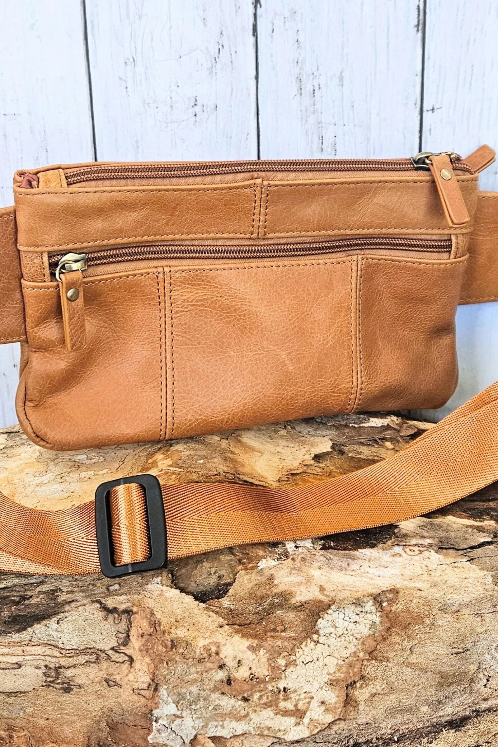 Light Brown Leather Fanny Pack Bag