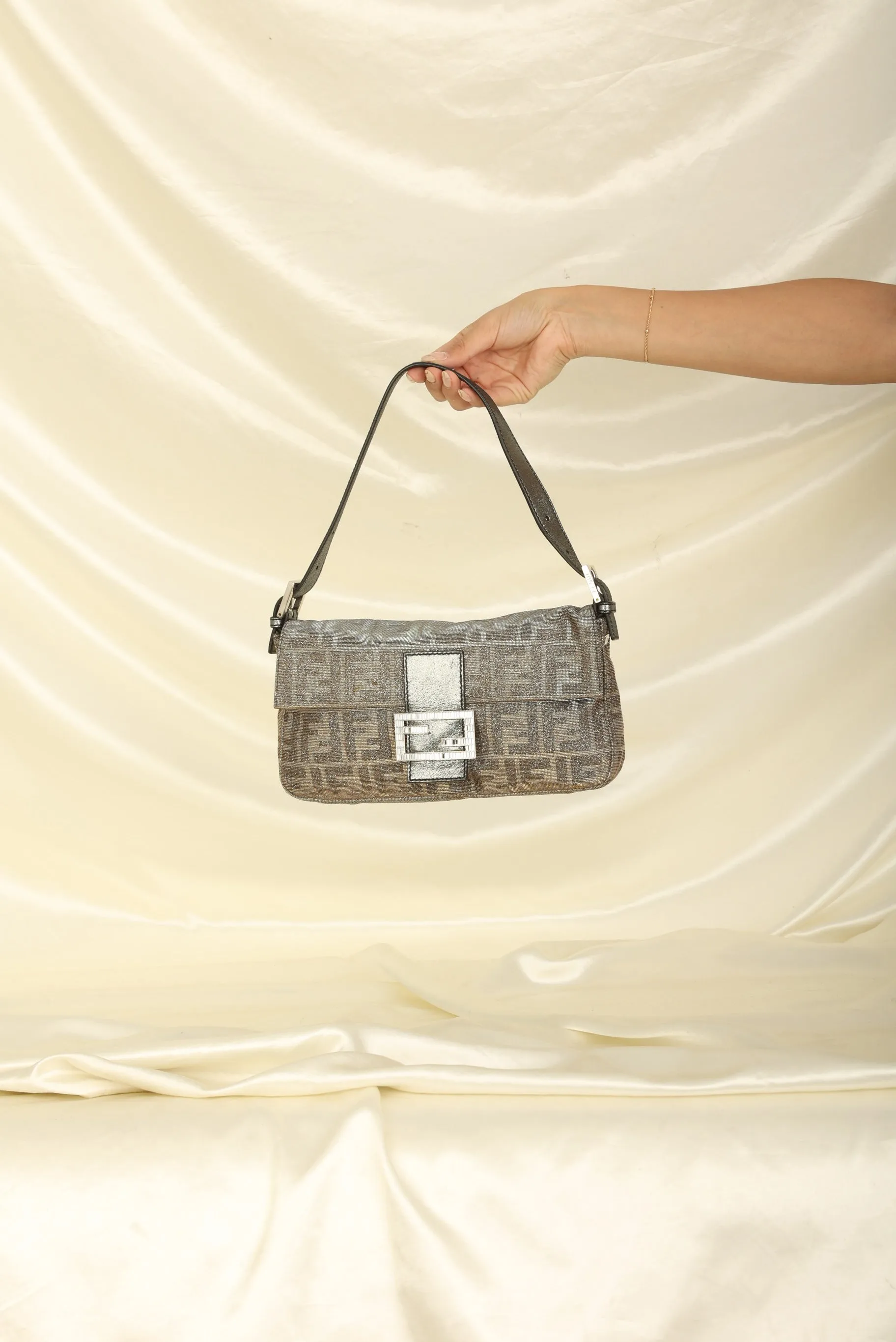 Limited Edition Fendi Zucca Crystal Baguette