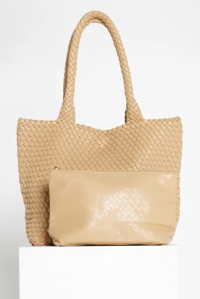 Lois Woven Bag & Clutch - Beige