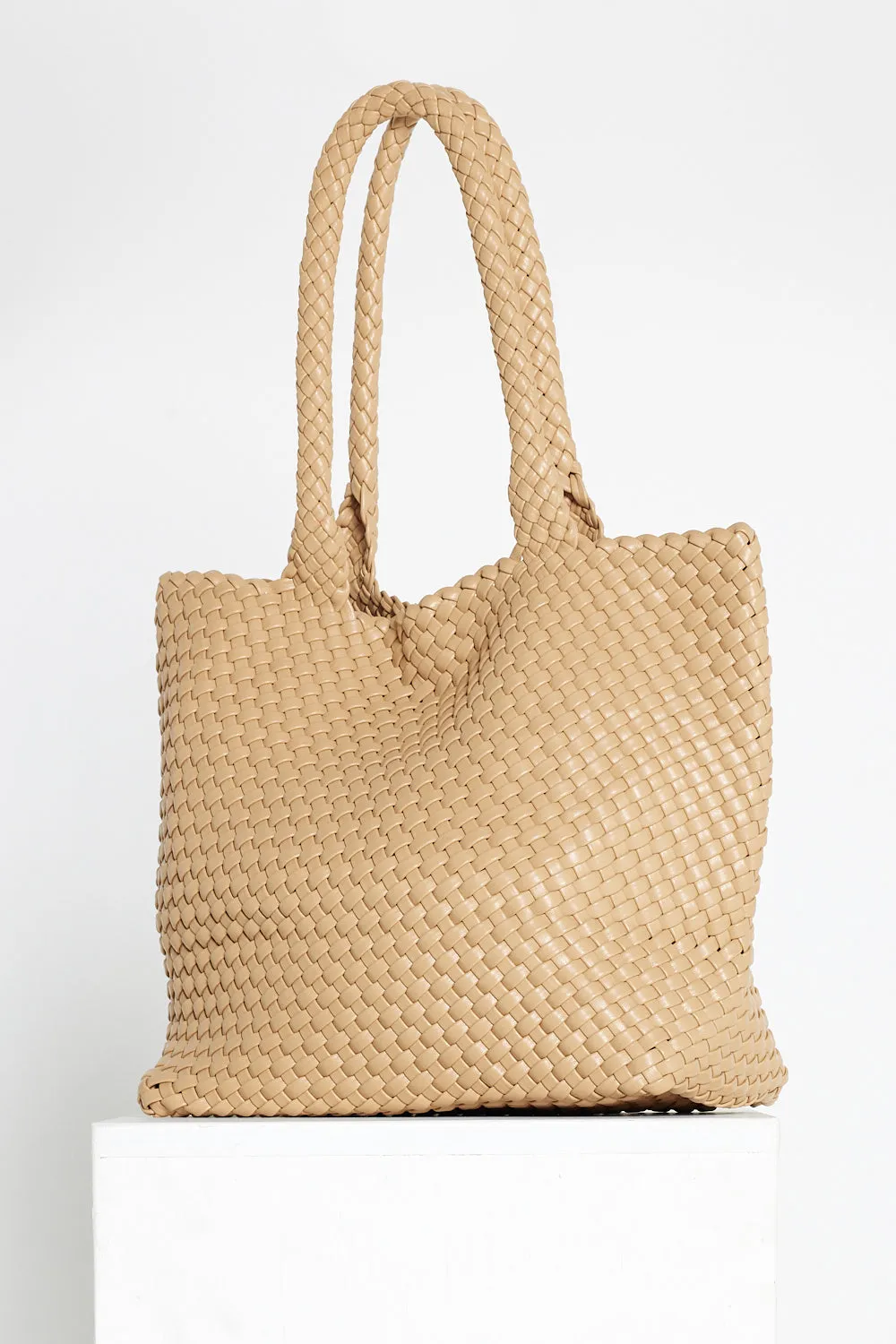 Lois Woven Bag & Clutch - Beige