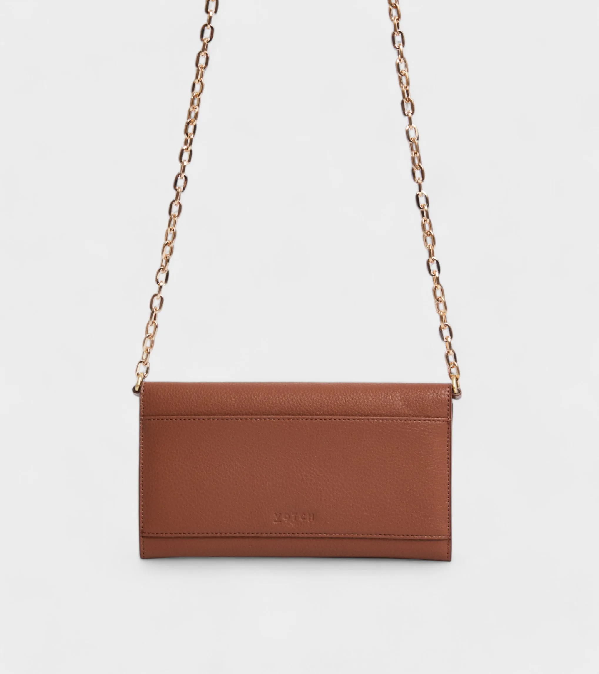 Luella Vegan Bio-Based Bamboo Leather Chain Purse in Brown