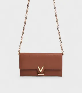 Luella Vegan Bio-Based Bamboo Leather Chain Purse in Brown