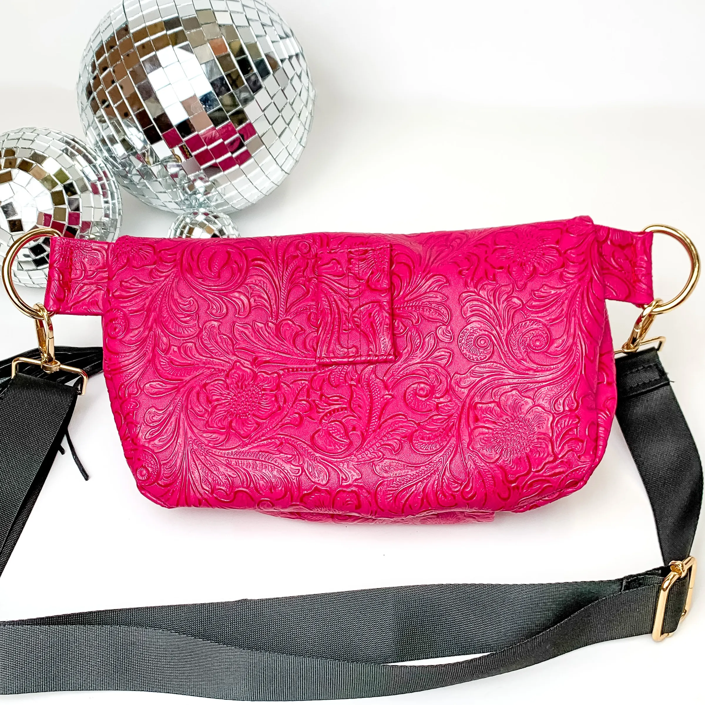 Makeup Junkie | MJ Dream Sidekick with Adjustable Strap in Hot Pink Tooled Print