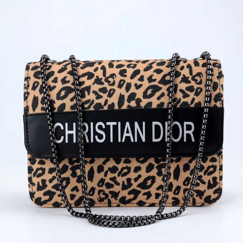 Medium Long Chain Bag Flap Open Leopard Zebra Print Shoulder Purses