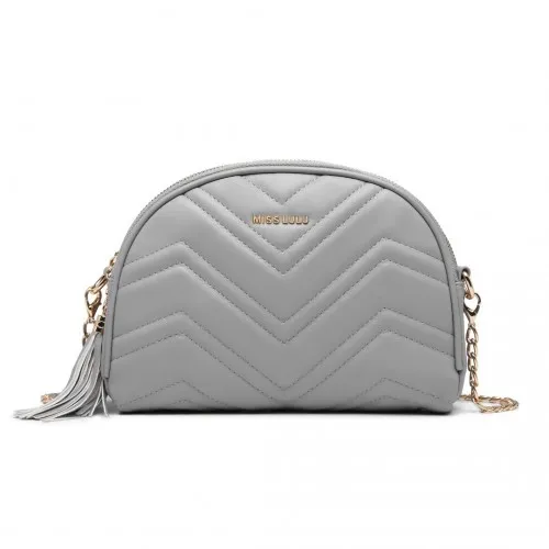 Miss Lulu Trendy Tassel Crossbody Bag - Grey | Stylish & Functional Women's Handbag