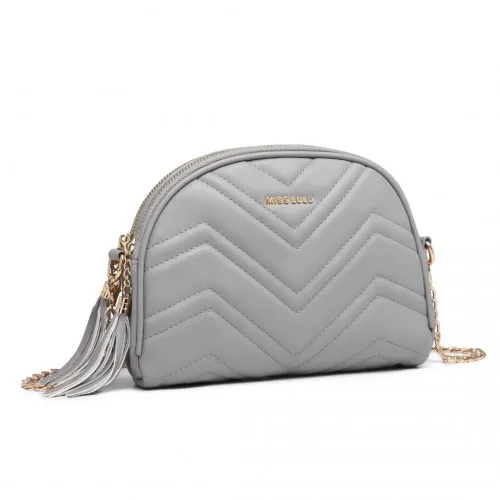 Miss Lulu Trendy Tassel Crossbody Bag - Grey | Stylish & Functional Women's Handbag