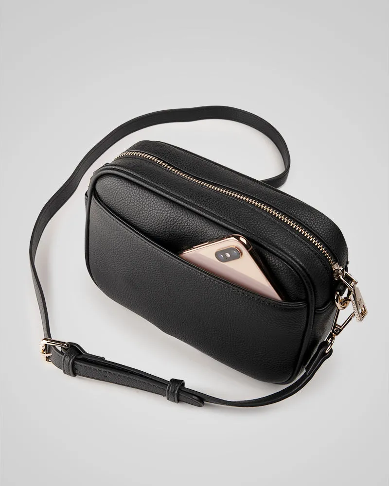 Monica Black Camera Crossbody Bag