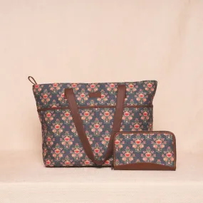 Mughal Garden Print- Tote Bag & Chain Wallet Combo