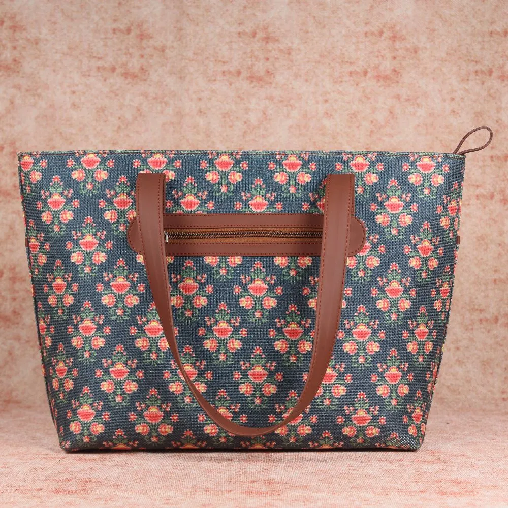 Mughal Garden Print- Tote Bag & Chain Wallet Combo