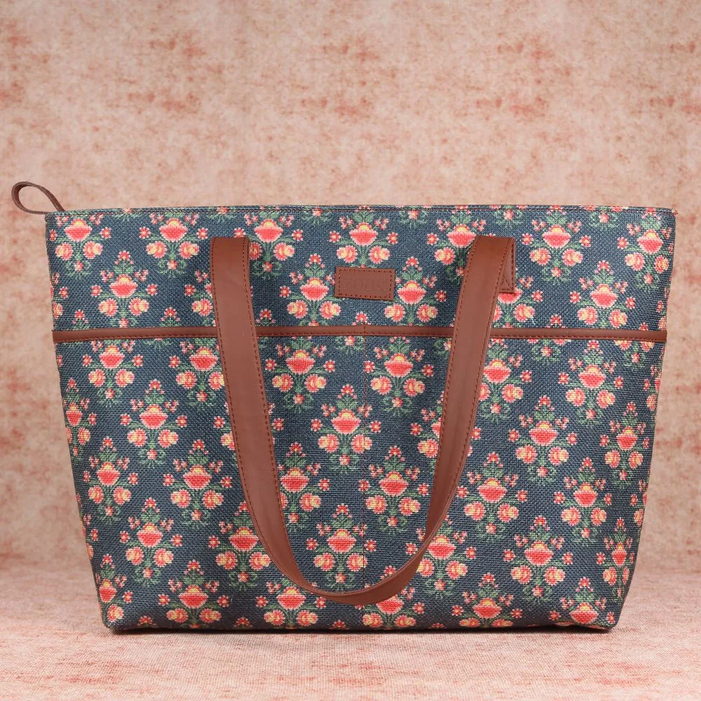 Mughal Garden Print- Tote Bag & Chain Wallet Combo